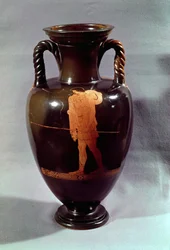 Amphore attique à figures rouges représentant Euphorbos et l